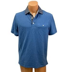 Good Fellow & Co Mens Medium Blue PolyCotton Short Sleeve Collared Polo Shirt